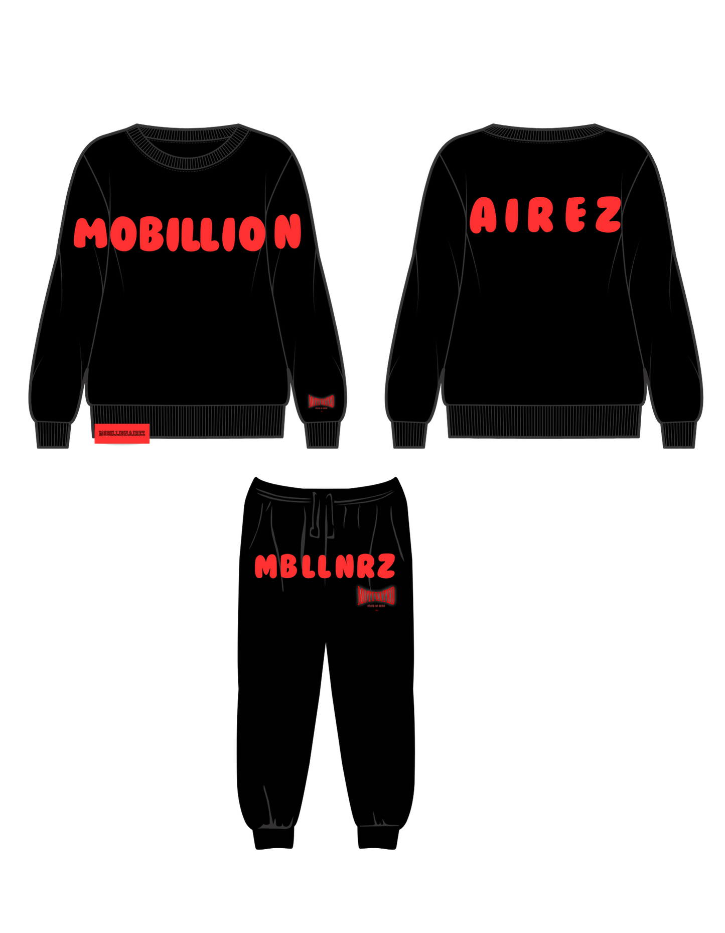 Mobillionairez "Airez" - Jogger Set Black & Red (Unisex)