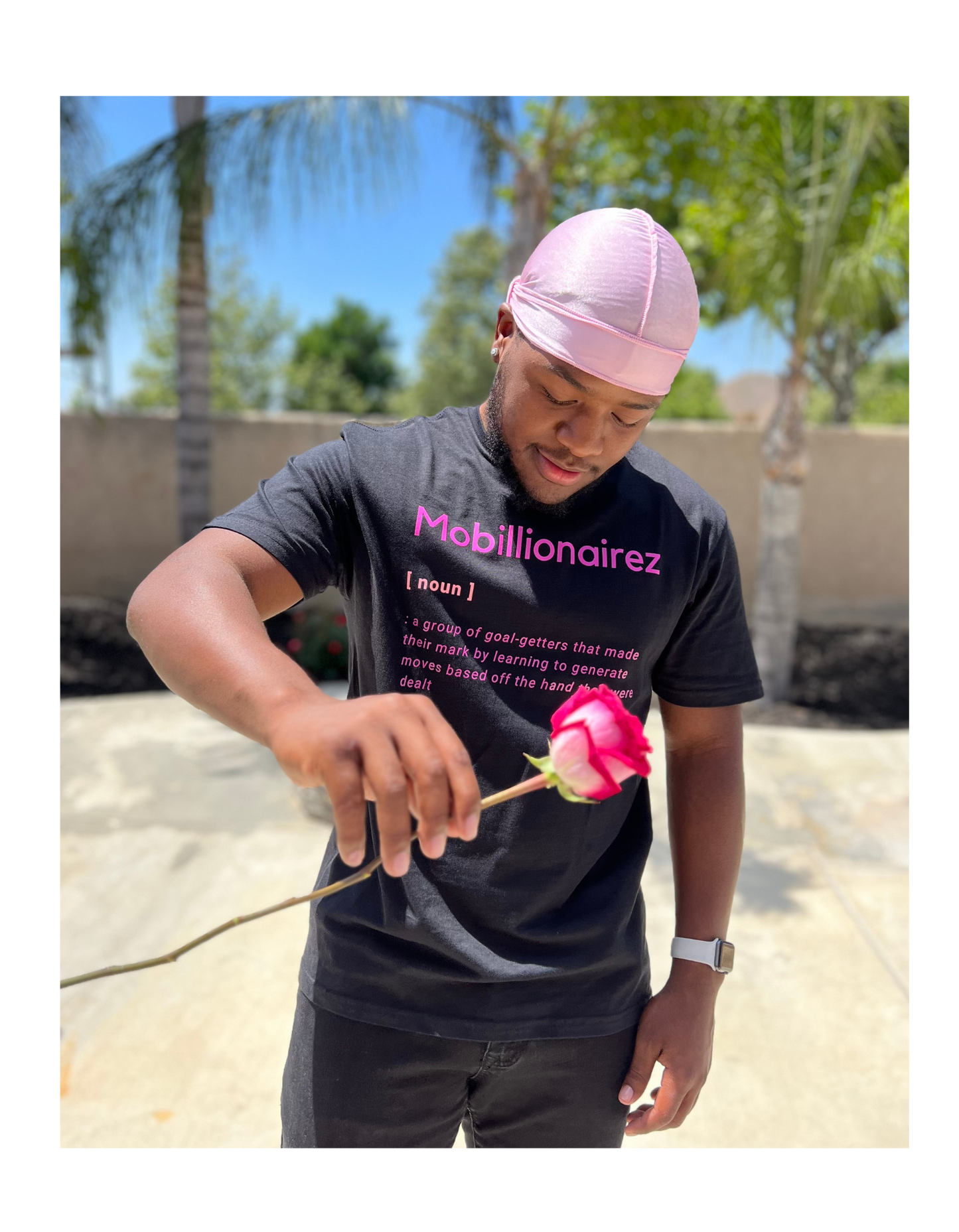 Mobillionairez "Shadow Rose" Definition Tee - Black & Pink