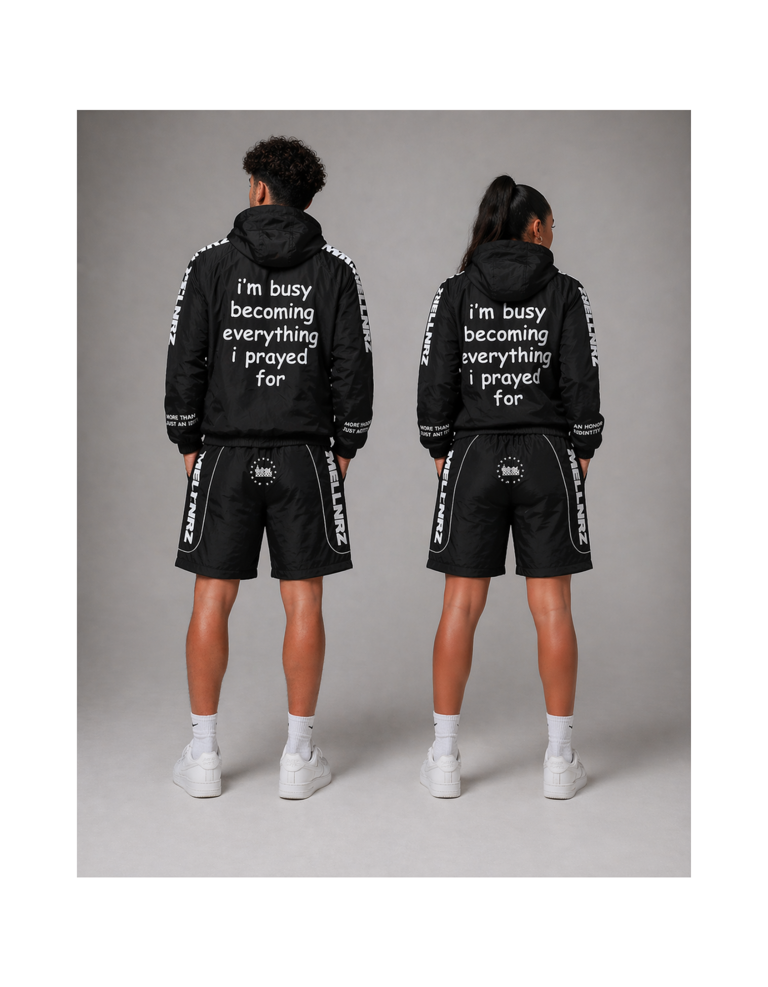 Mobillionairez "Busy Praying" Nylon Jogger Set - Black (Unisex)