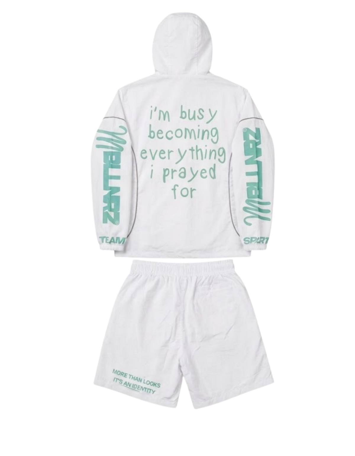 Mobillionairez "Busy Praying" Nylon Jogger Set - Mint Blue (Unisex)