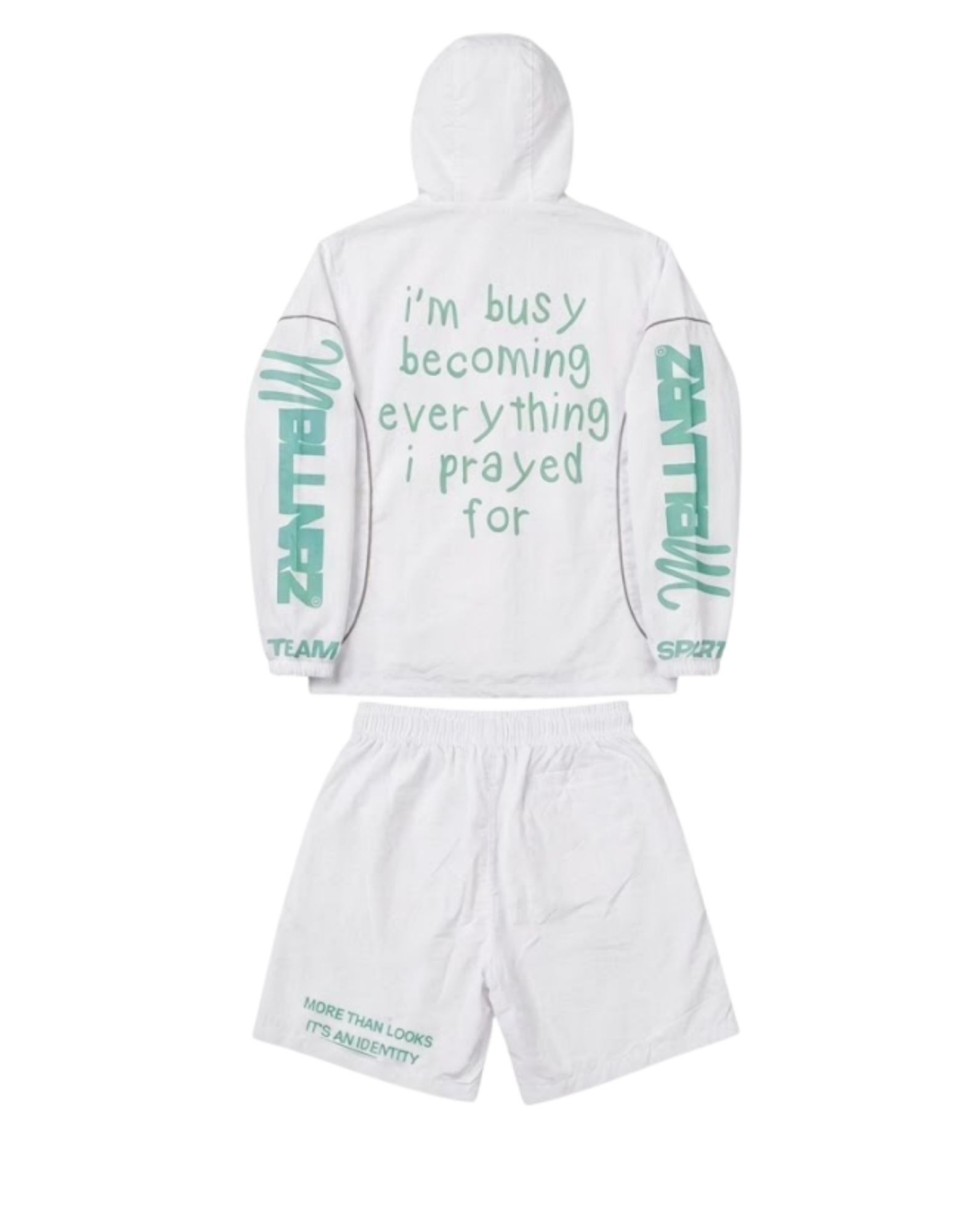 Mobillionairez "Busy Praying" Nylon Jogger Set - Mint Blue (Unisex)