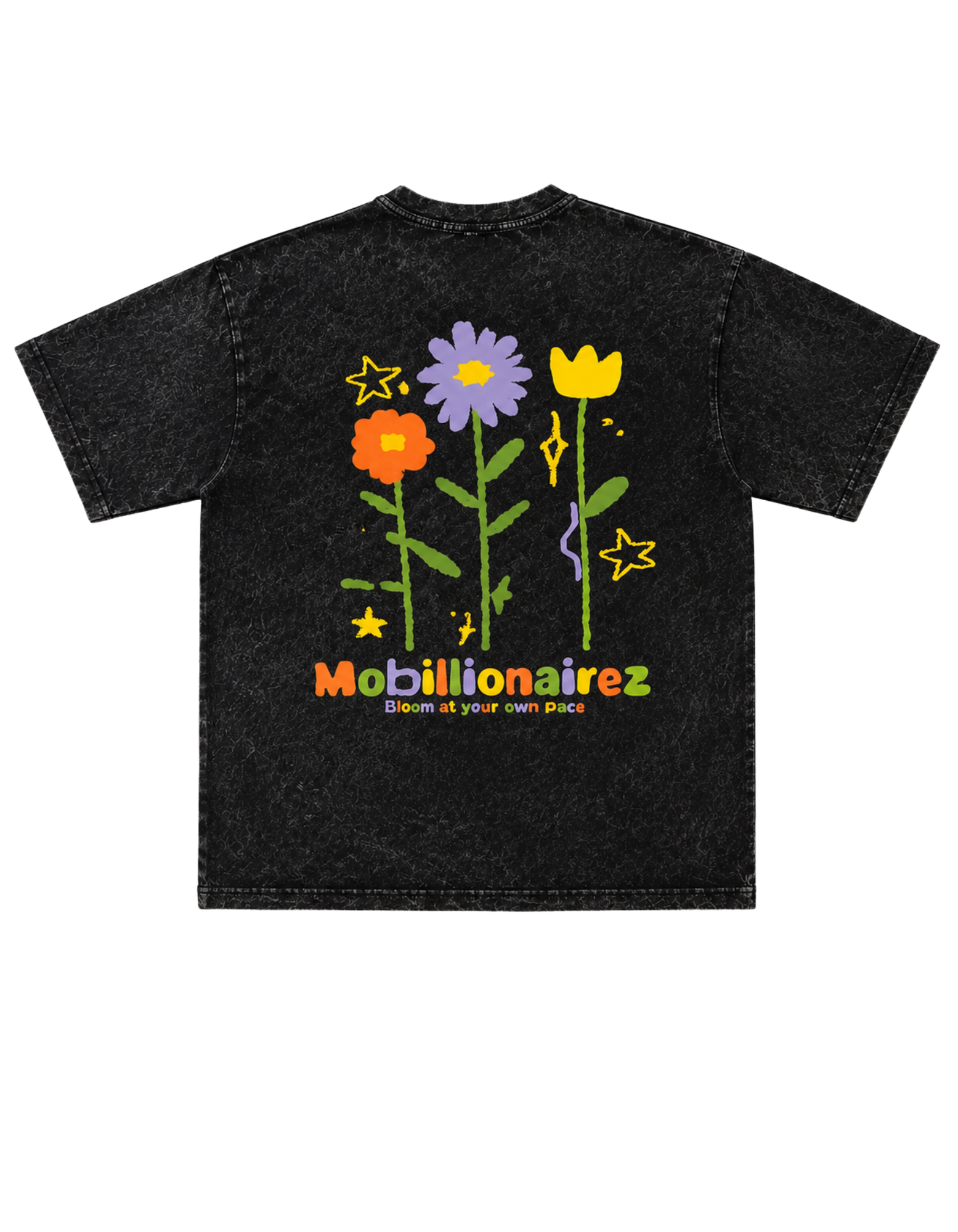 Mobillionairez "Bloom At Your Pace" T-Shirt - Black (Unisex)