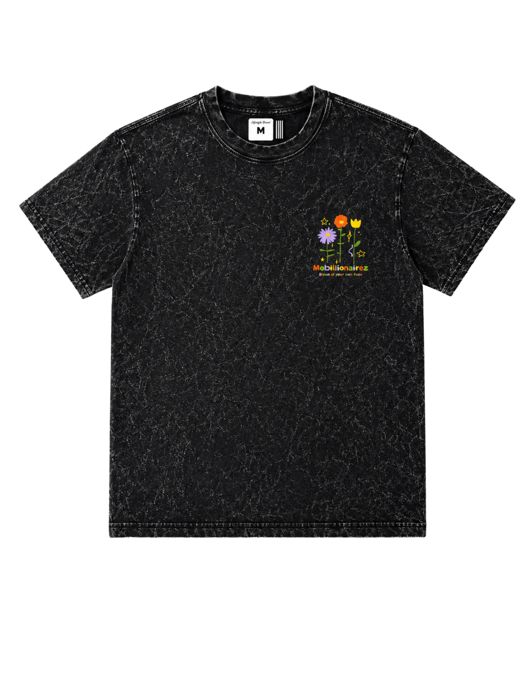Mobillionairez "Bloom At Your Pace" T-Shirt - Black (Unisex)