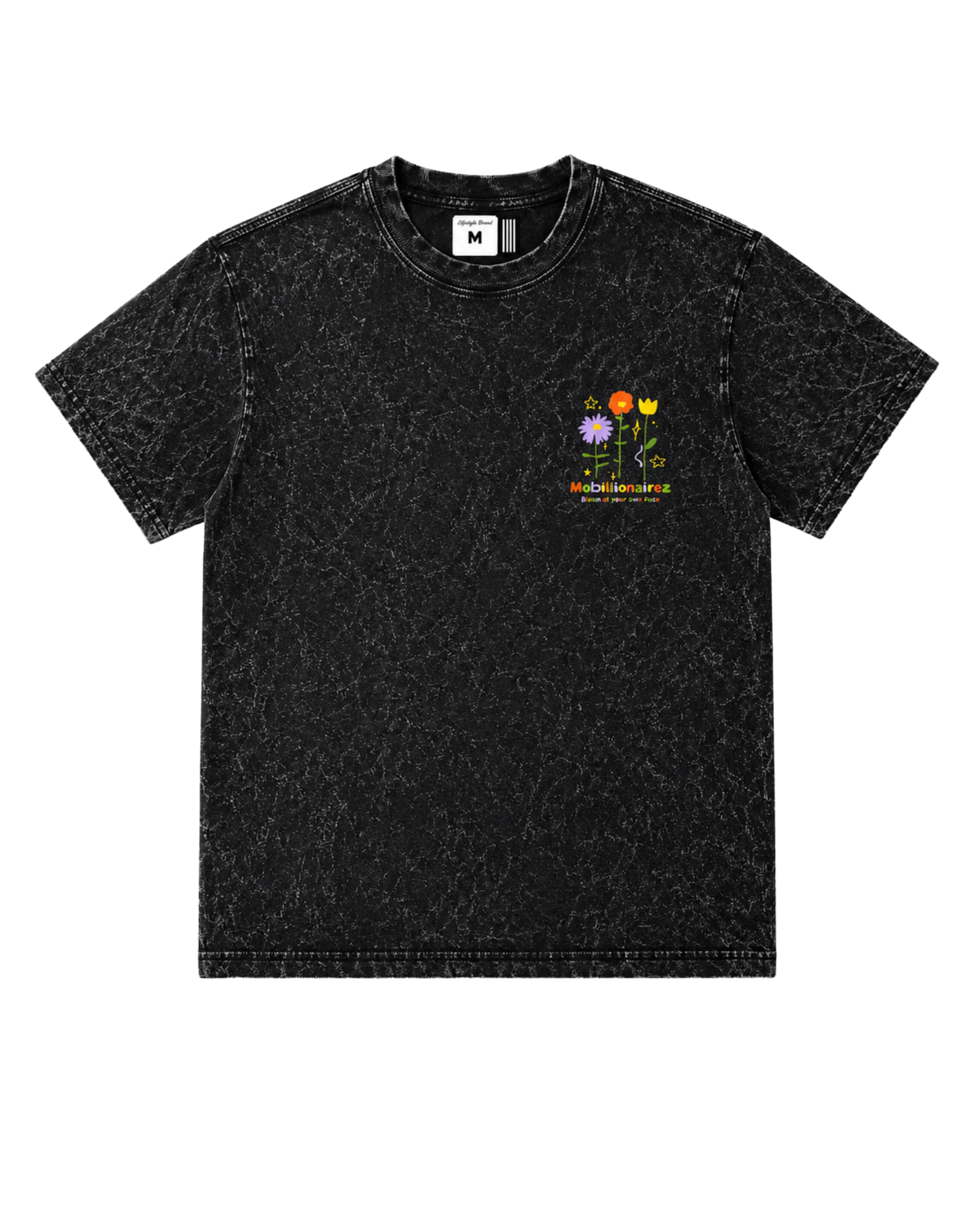Mobillionairez "Bloom At Your Pace" T-Shirt - Black (Unisex)