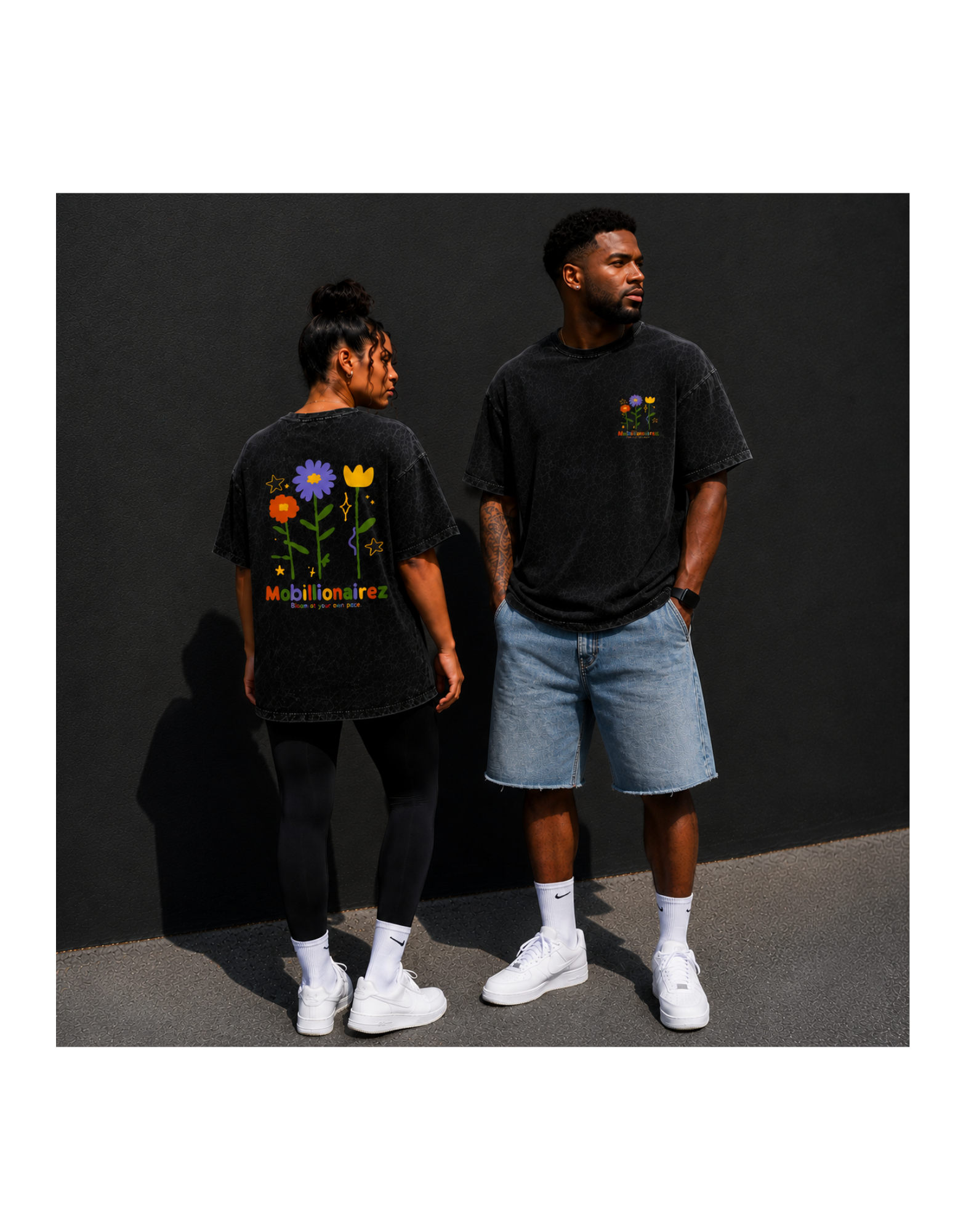 Mobillionairez "Bloom At Your Pace" T-Shirt - Black (Unisex)