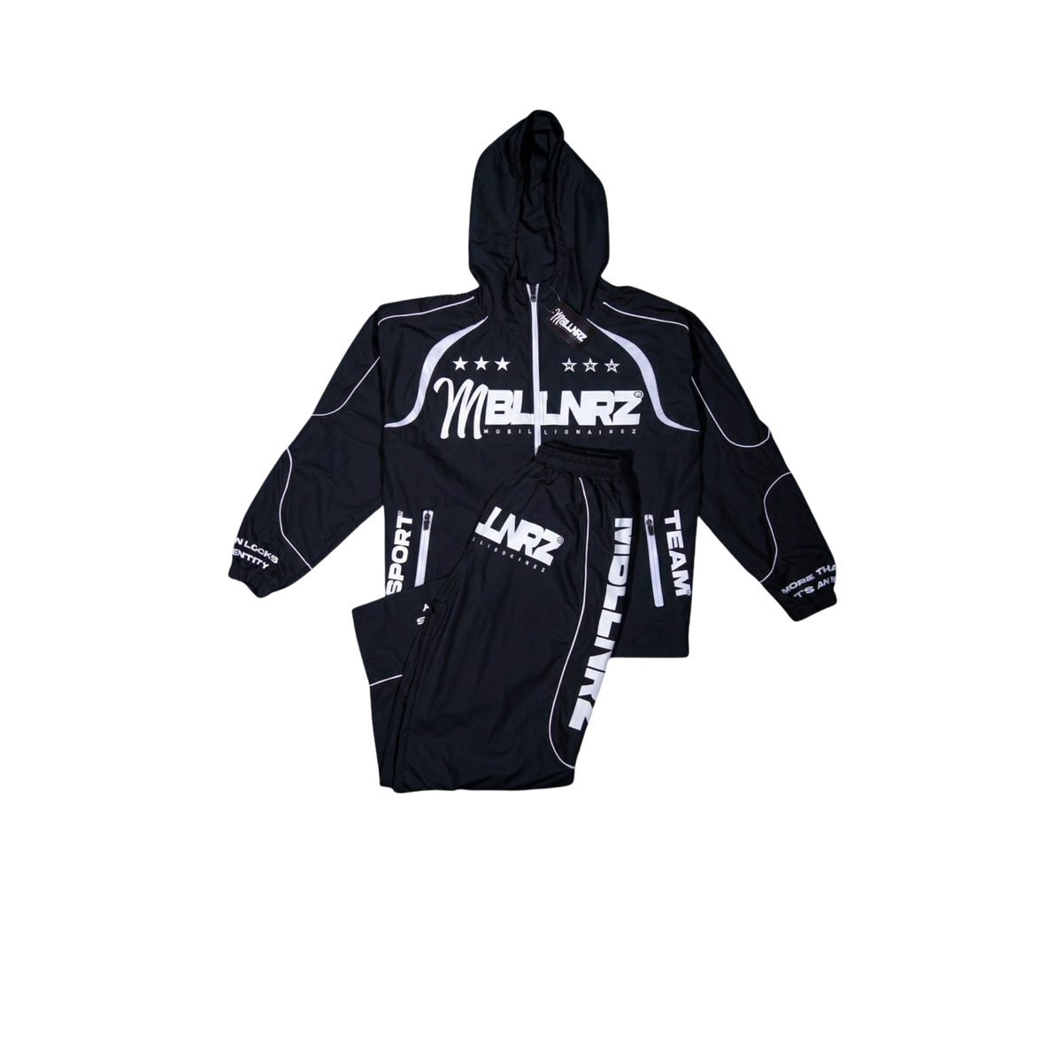 Mobillionairez "More Than Looks" Nylon Jogger Set - Black (Unisex)