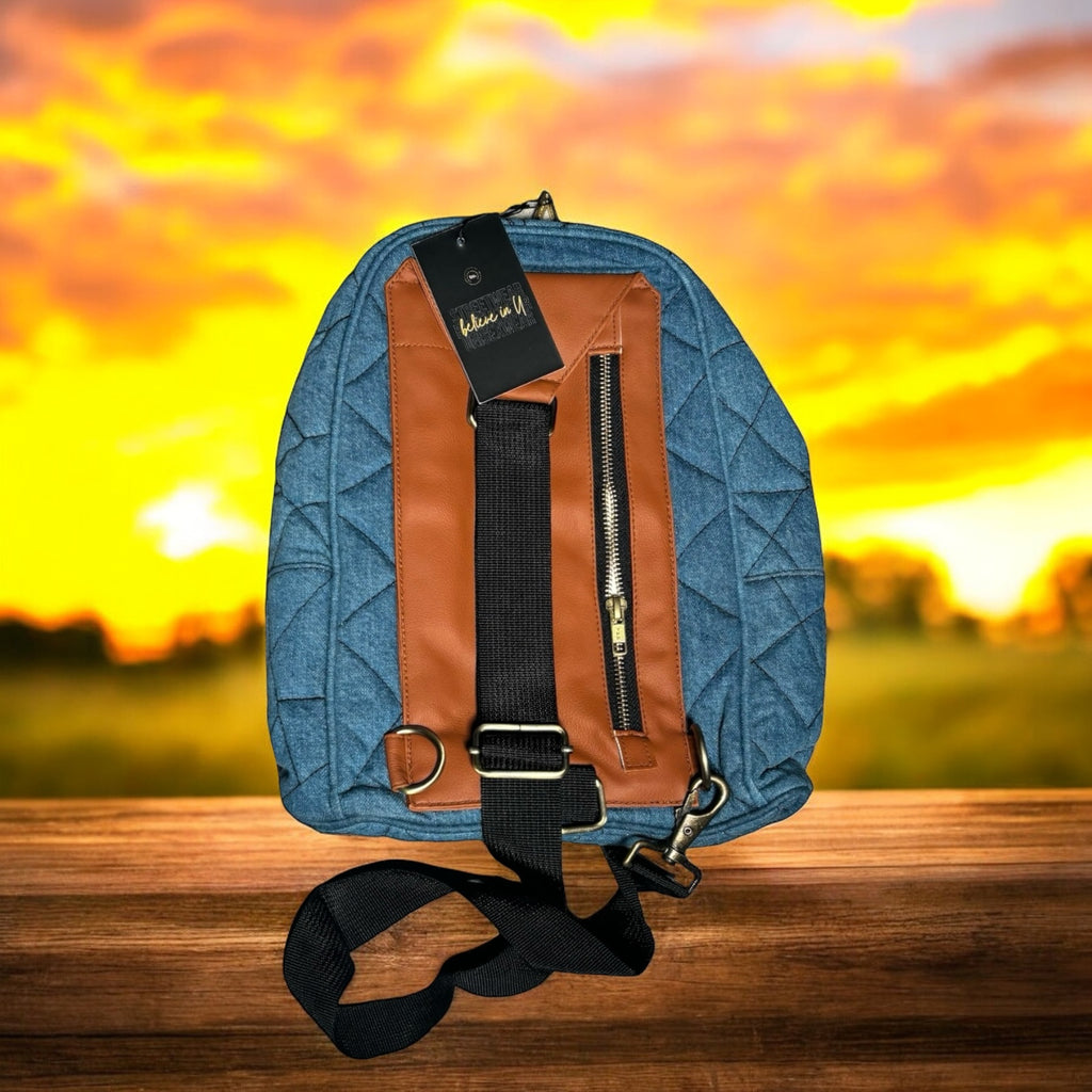 Mobillionairez "Hustle & Grace" Cross Body Bag - Denim (Unisex)