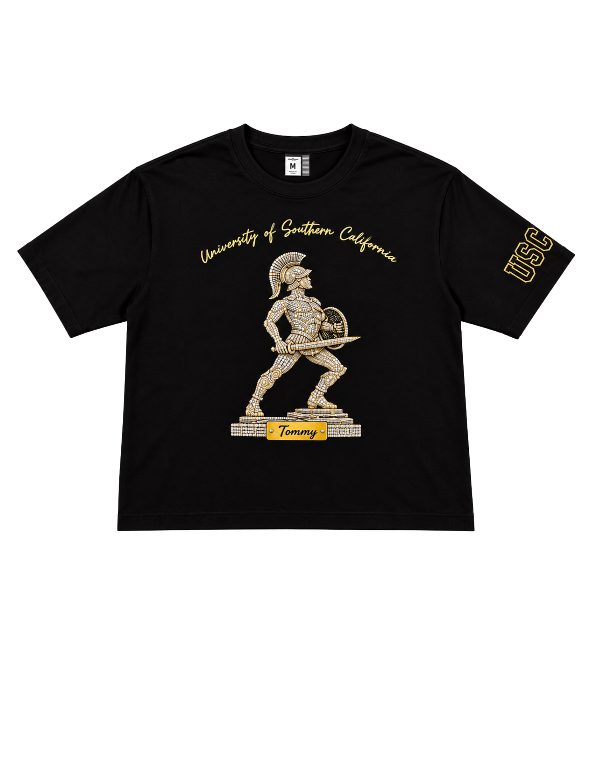 USC x Mobillionairez Collegiate Tee - Black/Curved Logo (Unisex)